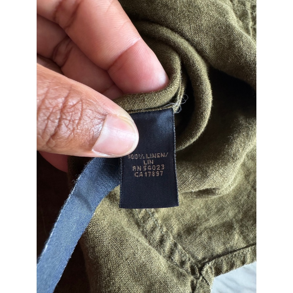 Banana Republic Vintage Mens XL Olive Green Linen Short Sleeve Button Down Shirt - Picture 6 of 6